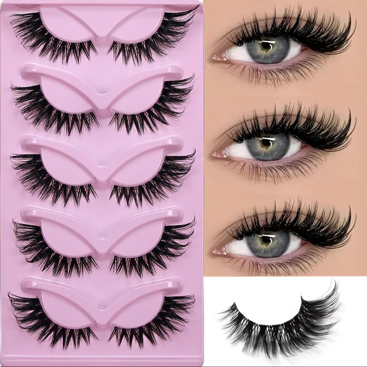 5 Pairs Cat Eye False Eyelashe - Eyelash Extension Volume Cat Eye ulasan dan harga